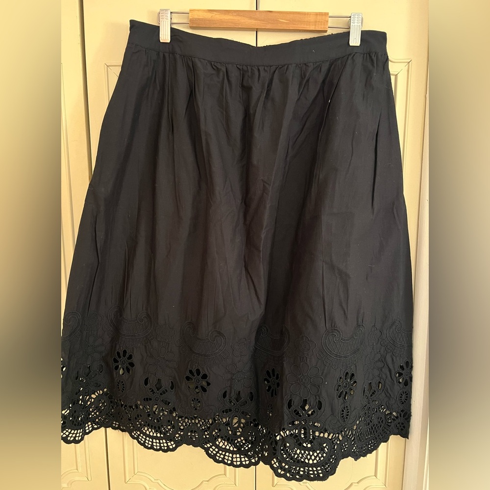 Talbots Black A-Line Skirt with Lace Detail